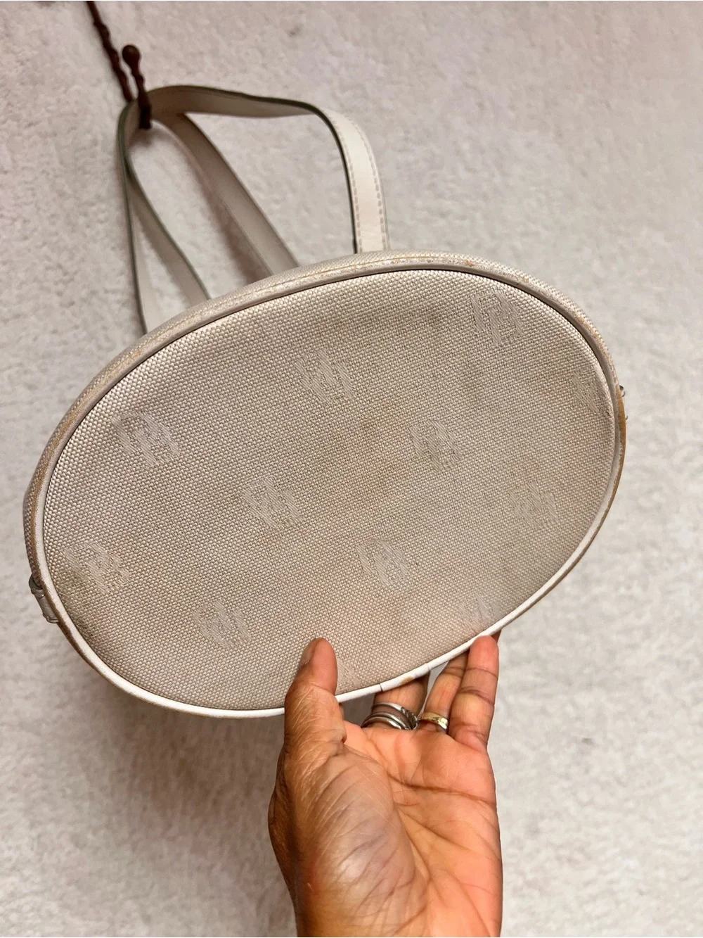 Dooney & Bourke Beige and White Monogram Hobo